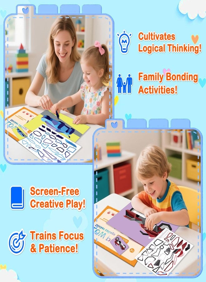 Flamax Large Sticker Paint Book-Create 8 Vehicle Pictures, Waterproof, Perforated for Easy Tearing Stickers, Sticker by Number Kids 3-5, Stickers Paint Books for Kids Ages 4-8 - Image 4